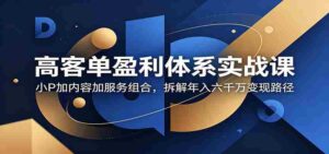 高客单盈利体系实战课：小P加内容加服务组合，拆解年入六千万变现路径-中创网_分享创业项目_助您在家赚钱