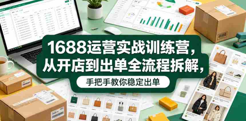 1688运营实战训练营,从开店到出单全流程拆解,手把手教你稳定出单