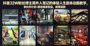 抖音32W粉丝博主局外人笔记的体验人生副本动画教学,拿伙伴计划+精选独家收益,新赛道新涨粉快【录制版】-中创网_分享创业项目_助您在家赚钱