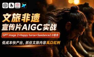文旅非遗宣传片AIGC实战,GPT image 2+Happy horse+Seedance2.0组合,低成本快产出,抓住文旅内容风口红利-中创网_分享创业项目_助您在家赚钱