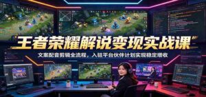 王者荣耀解说变现实战课:文案配音剪辑全流程,入驻平台伙伴计划实现稳定增收-中创网_分享创业项目_助您在家赚钱
