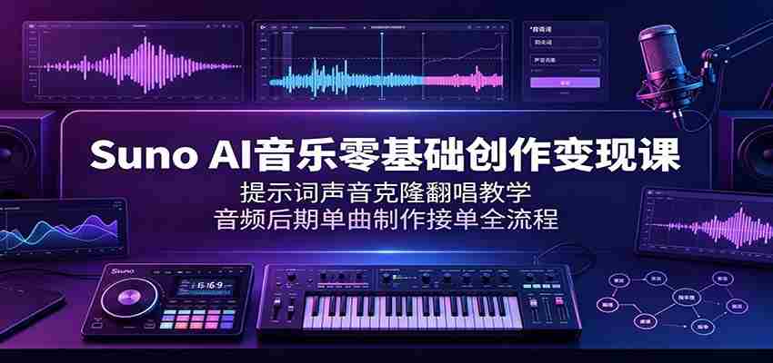 Suno AI音乐零基础创作变现课：提示词声音克隆翻唱教学，音频后期单曲制作接单全流程-中创网_分享创业项目_助您在家赚钱