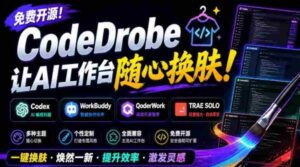 免费开源的CodeDrobe,让AI工作台随心换肤,支持Codex、WorkBuddy等,免费且本地运行!-中创网_分享创业项目_助您在家赚钱