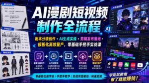 AI漫剧短视频制作全流程|剧本分镜创作・AI生成实操・剪辑发布落地・模板化高效量产,零基础手把手实战课-中创网_分享创业项目_助您在家赚钱