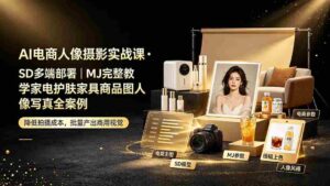 (19262期)AI电商人像摄影实战课·SD多端部署|MJ完整教学|家电护肤家具商品图人像写真全案例-中创网_分享创业项目_助您在家赚钱