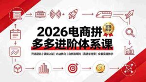 (19206期)2026电商拼多多进阶体系课,开店避坑,链接上架,内功优化,自然流矩阵|直通车付费|全套实操教学-中创网_分享创业项目_助您在家赚钱