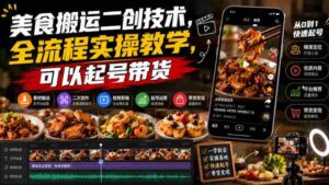 美食搬运二创技术，全流程实操教学，可以起号带货-中创网_分享创业项目_助您在家赚钱