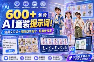 600+全套AI童装提示词!含图文口令+视频动作指令+配套参考图,Word-Excel规整分类,童装电商、种草无脑量产内容!-中创网_分享创业项目_助您在家赚钱