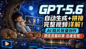 GPT-5.6自动生成+拼接完整视频详解,AI短片批量创作,抓住流量迅速变现!-中创网_分享创业项目_助您在家赚钱