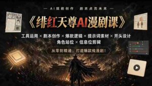 (19597期)绯红天尊AI漫剧课|工具运用×剧本创作×爆款逻辑×提示词素材×开头设计×角色站位×信息位剪辑-中创网_分享创业项目_助您在家赚钱