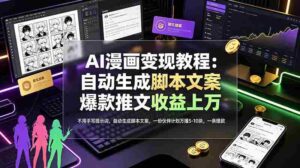 (19170期)AI漫画变现教程:不用手写提示词,自动生成脚本文案,一份伙伴计划万播5-10块,一条爆款推文收益上万-中创网_分享创业项目_助您在家赚钱