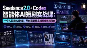 Seedance2.0+Codex智能体AI短剧实战课:一个人打造AI剧组,从创意到精品短片全流程-中创网_分享创业项目_助您在家赚钱