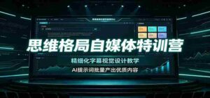 思维格局自媒体特训营：精细化字幕视觉设计教学，AI提示词批量产出优质内容-中创网_分享创业项目_助您在家赚钱