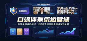 自媒体系统运营课:账号规则避坑解析,短视频直播投流多赛道变现教程-中创网_分享创业项目_助您在家赚钱