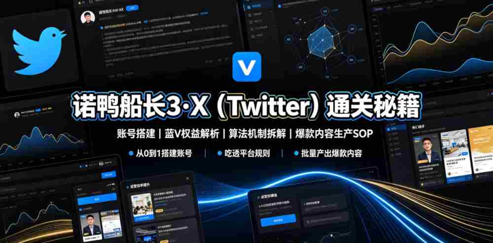 诺鸭船长3·X（Twitter）通关秘籍，涵盖账号搭建、蓝V权益解析、算法机制拆解及爆款内容生产SOP-中创网_分享创业项目_助您在家赚钱