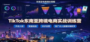 TikTok东南亚跨境电商实战训练营:开店入驻数据选品ERP运营,投广达人直播实操教学-中创网_分享创业项目_助您在家赚钱