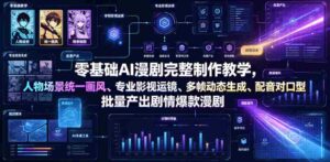 零基础AI漫剧完整制作教学,人物场景统一画风、专业影视运镜、多帧动态生成、配音对口型,批量产出剧情爆款漫剧-中创网_分享创业项目_助您在家赚钱