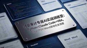 (19268期)财会审计专属 AI实战训练营-更新:Python+Claude Code+VBA,Excel/PDF/Word自动化全流程-中创网_分享创业项目_助您在家赚钱