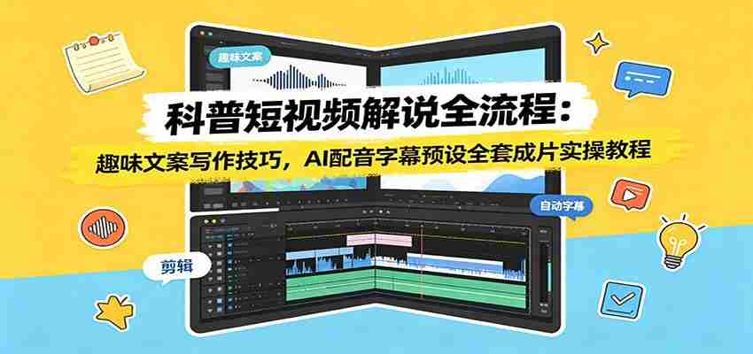 科普短视频解说全流程：趣味文案写作技巧，AI配音字幕预设全套成片实操教程-中创网_分享创业项目_助您在家赚钱