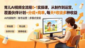 (19236期)育儿AI视频全流程0-1实操课,从制作到运营,覆盖伙伴计划+分成+商单+收徒多种收益,每天500+收益-中创网_分享创业项目_助您在家赚钱