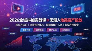 (19341期)2026全域抖加实战课:无潜入池核心方法论|标签强化技巧|短视频硬广入池|高投产投放全教程-中创网_分享创业项目_助您在家赚钱