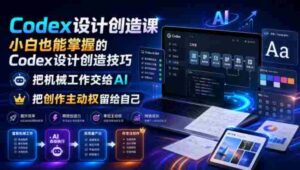Codex设计创造课,小白也能掌握的Codex设计创造技巧,把机械工作交给AI,把创作主动权留给自己-中创网_分享创业项目_助您在家赚钱