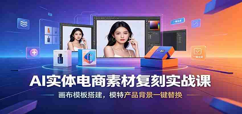 AI实体电商素材复刻实战课：画布模板搭建，模特产品背景一键替换-中创网_分享创业项目_助您在家赚钱