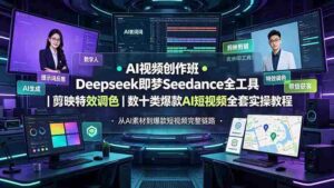 (19454期)AI视频创作班◆Deepseek即梦Seedance全工具|剪映特效调色|数十类爆款AI短视频全套实操教程-中创网_分享创业项目_助您在家赚钱