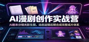 AI漫剧创作实战营:AI剧本分镜光影生图,动态运镜后期合成完整成片体系-中创网_分享创业项目_助您在家赚钱