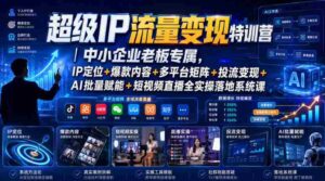 超级IP流量变现特训营|中小企业老板专属,IP定位+爆款内容+多平台矩阵+投流变现+AI批量赋能+短视频直播全实操落地系统课-中创网_分享创业项目_助您在家赚钱