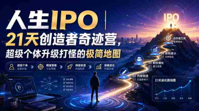 人生IPO︱21天创造者奇迹营,超级个体升级打怪的极简地图