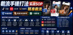 截流手搓打法实战SOP,抖音小红书视频号精准截流,快速获客,低成本高转化,一看即会-中创网_分享创业项目_助您在家赚钱