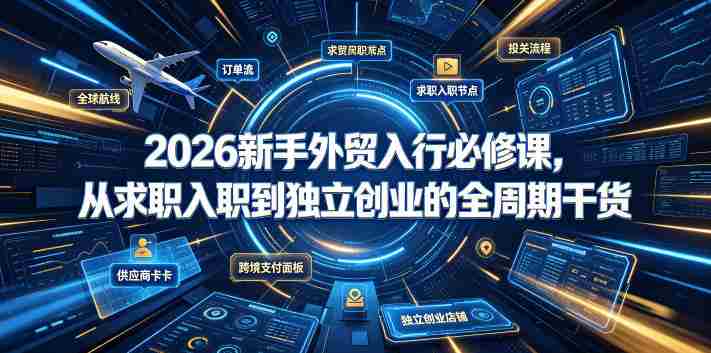 2026新手外贸入行必修课，从求职入职到独立创业的全周期干货-中创网_分享创业项目_助您在家赚钱