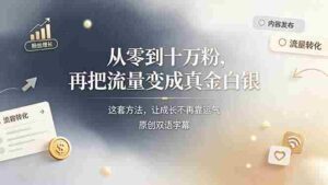 (19198期)从零到十万粉,再把流量变成真金白银——这套方法,让成长不再靠运气【原创双语字幕】-中创网_分享创业项目_助您在家赚钱