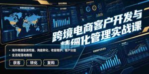跨境电商客户开发与精细化管理实战课|海外精准客源挖掘、询盘转化、老客维护、客户分层全流程落地教程-中创网_分享创业项目_助您在家赚钱