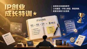 （19567期）IP创业成长特训★自媒体实体通用教学：认知重塑、IP核心模型、赛道拆解、配套实操练习全指南-中创网_分享创业项目_助您在家赚钱