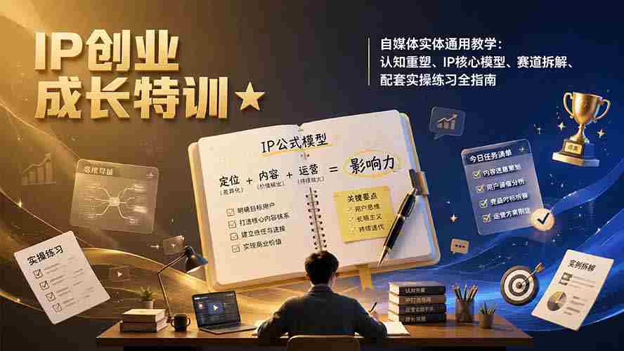 （19567期）IP创业成长特训★自媒体实体通用教学：认知重塑、IP核心模型、赛道拆解、配套实操练习全指南-中创网_分享创业项目_助您在家赚钱