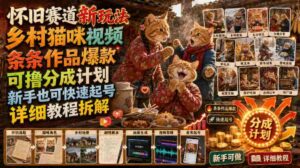 怀旧赛道新玩法,乡村猫咪视频,条条作品爆款,可撸分成计划,新手也可快速起号,详细教程拆解-中创网_分享创业项目_助您在家赚钱