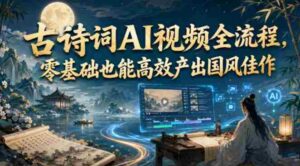 古诗词AI视频全流程,零基础也能高效产出国风佳作-中创网_分享创业项目_助您在家赚钱