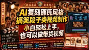 AI复刻邵氏风格搞笑段子类视频制作,小白轻松上手,也可以做带货视频-中创网_分享创业项目_助您在家赚钱