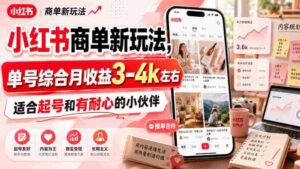 小红书商单新玩法,单号综合月收益3-4k左右,适合起号和有耐心的小伙伴-中创网_分享创业项目_助您在家赚钱