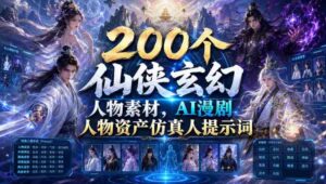 200个仙侠玄幻人物素材，AI漫剧人物资产仿真人提示词-中创网_分享创业项目_助您在家赚钱
