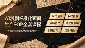 (19199期)AI漫剧标准化画面生产SOP全套课程,网文选本版权剧本分镜资产全覆盖,图文生视频后期剪辑完整实操教学-中创网_分享创业项目_助您在家赚钱