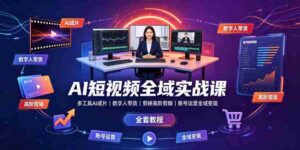 AI短视频全域实战课|多工具AI成片、数字人带货、剪映高阶剪辑、账号运营全域变现全套教程-中创网_分享创业项目_助您在家赚钱