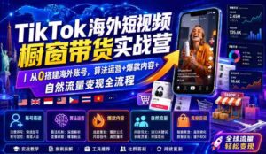 TikTok海外短视频橱窗带货实战营|从0搭建海外账号,算法运营+爆款内容+自然流量变现全流程-中创网_分享创业项目_助您在家赚钱