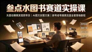 (19613期)叁点水图书赛道实操课|矢量动画银发混剪带货,AI图文封面文案,新号老号搜索流量全套落地教程-中创网_分享创业项目_助您在家赚钱