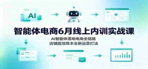 智能体电商6月线上内训实战课:AI智能体落地电商全链路,店铺提效降本全新运营打法-中创网_分享创业项目_助您在家赚钱