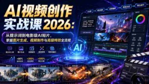 AI视频创作实战课2026:从提示词到电影级AI短片,掌握图片生成、视频制作与高级特效全流程-中创网_分享创业项目_助您在家赚钱