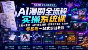 AI漫剧全流程实操系统课｜剧本素材・AI生图生视频・剪辑发布变现・高阶接单，零基础一站式实战教程-中创网_分享创业项目_助您在家赚钱