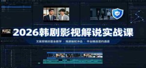 2026韩剧影视解说实战课:文案剪辑封面全教学,规避版权冲击平台精选签约通道-中创网_分享创业项目_助您在家赚钱